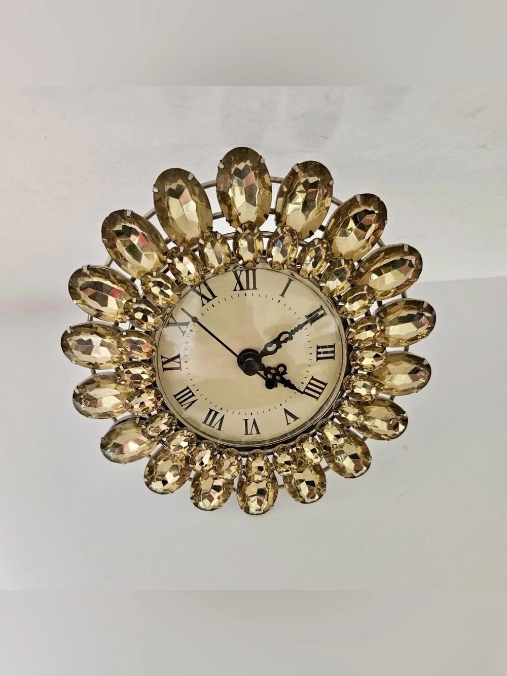 Working Art Deco Vintage Gold Sunburst Clock